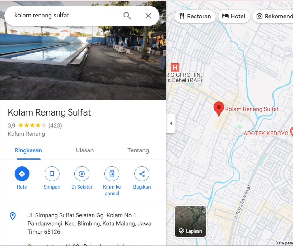 koalam renang di malang