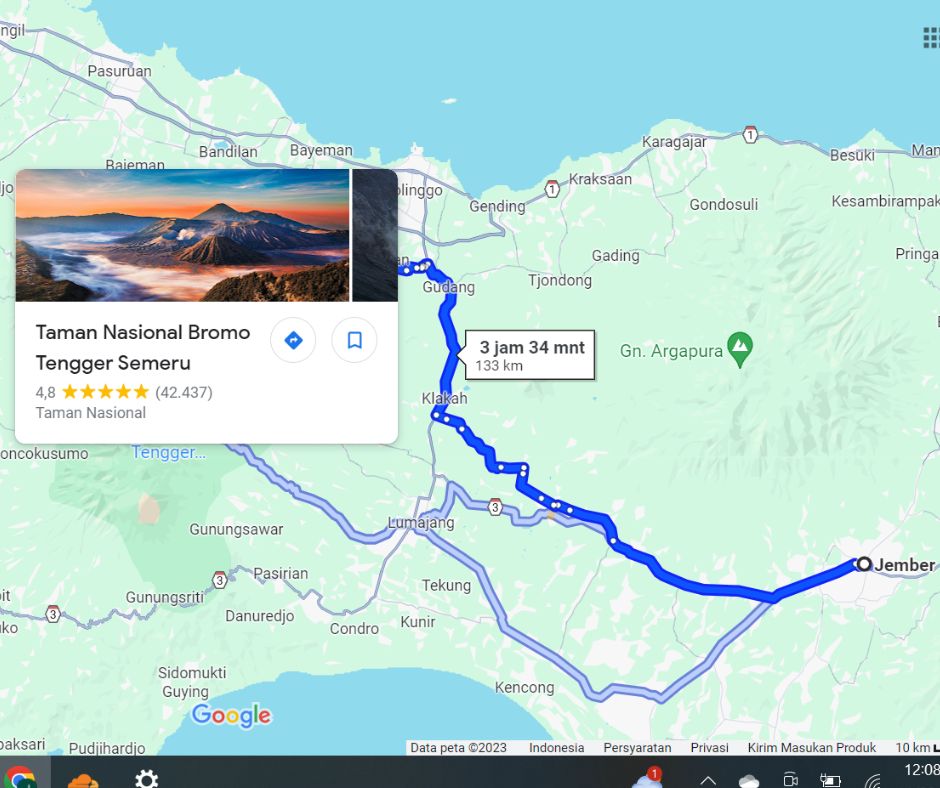 perjalanan dari jember menuju bromo