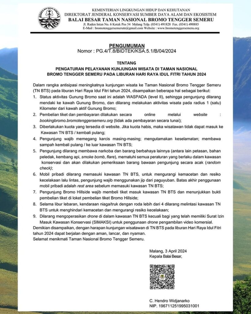 persyaratan bromo saat hari raya